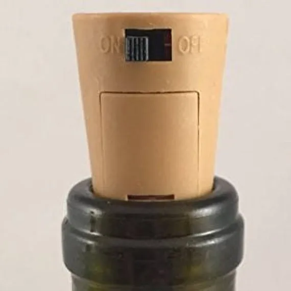 Custom Etched Split Monogram Wine Bottle With Twinkle Fairy Lights Powered From Cork