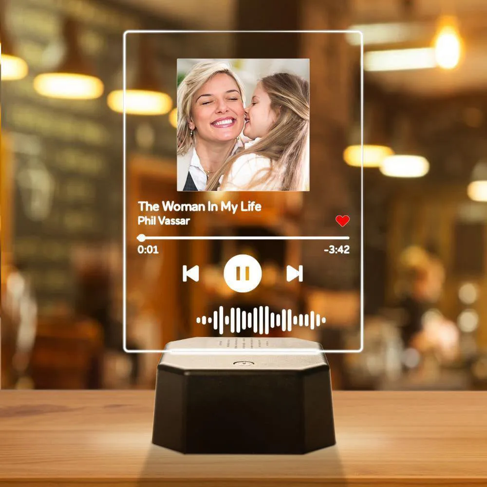 Custom Scannable Code LED Lamp Album Cover Spotify Plaque with Bluetooth Speaker Stand Gift For Couple