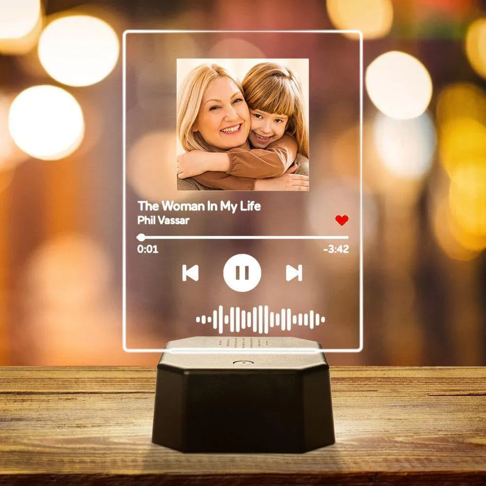 Custom Scannable Code LED Lamp Album Cover Spotify Plaque with Bluetooth Speaker Stand Gift For Couple