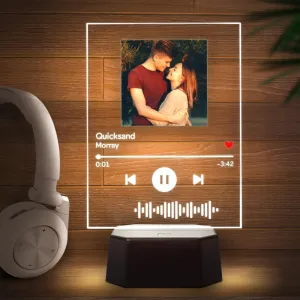 Custom Scannable Code LED Lamp Album Cover Spotify Plaque with Bluetooth Speaker Stand Gift For Couple