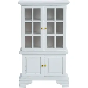 Cutemini Dollhouse Furniture Cabinet 1/12 Scale Dollhouse Accessories Dollhouse Display Shelf for Living Room Den (White)