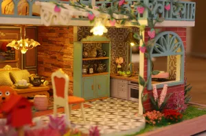 CuteQi Miniature House Kit DIY House Kit Creative Room with Furniture Tiny House Making Kit with Light and Music HandmadeCrafts Gift for Adults & Friends,Lovers and Families(Jungle Secret)
