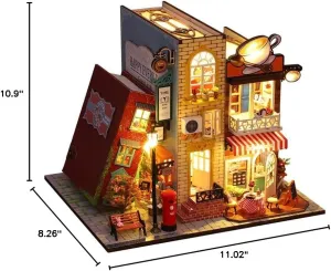 CuteQi Miniature House Kit DIY House Kit Creative Room with Furniture Tiny House Making Kit with Light and Music HandmadeCrafts Gift for Adults & Friends,Lovers and Families(Page Turner Retreat)