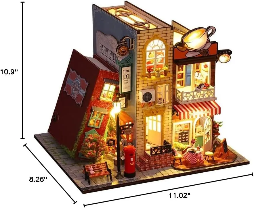 CuteQi Miniature House Kit DIY House Kit Creative Room with Furniture Tiny House Making Kit with Light and Music HandmadeCrafts Gift for Adults & Friends,Lovers and Families(Page Turner Retreat)