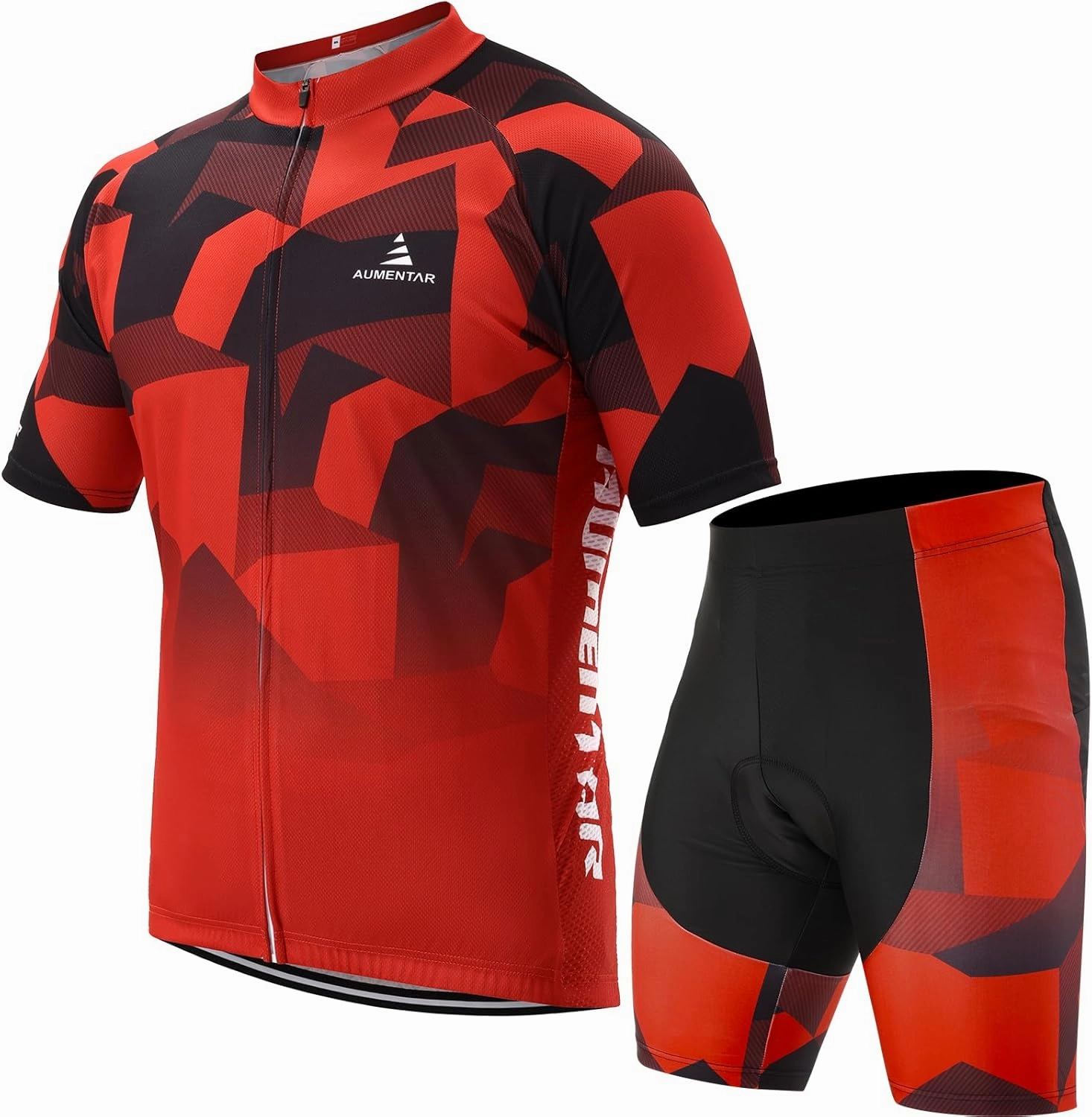 Cycling Jersey Mens Set Reflective Breathable Short Bike Clothing Quick-Dry Bicycle Shirts with 3D Padded Shorts