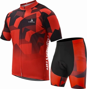 Cycling Jersey Mens Set Reflective Breathable Short Bike Clothing Quick-Dry Bicycle Shirts with 3D Padded Shorts