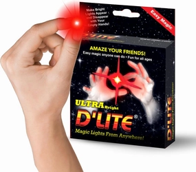 D'lite Magic Thumb Lightup Trick Set / 2 Original Amazing Ultra Bright Light Magic Fingers - Closeup & Stage Magic Tricks - Easy Illusion Anyone Can Do It - Magic Trick for Adults (Junior Red)