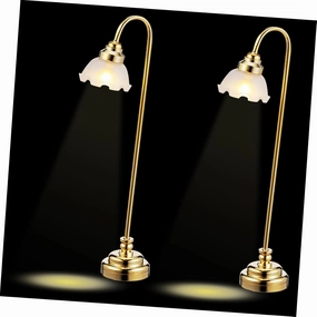 DECHOUS 2pcs Miniature Dollhouse Lamp Mini Desk Lamp for Decor Warm Led Lights for Miniature Houses Craft Projects