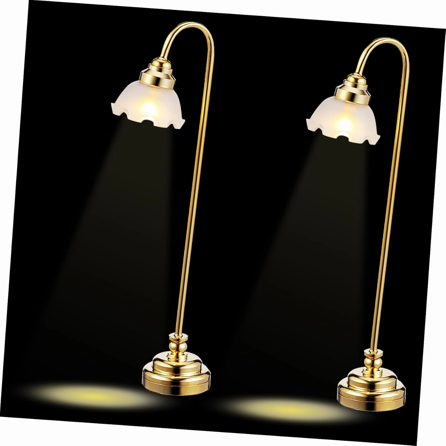 DECHOUS 2pcs Miniature Dollhouse Lamp Mini Desk Lamp for Decor Warm Led Lights for Miniature Houses Craft Projects