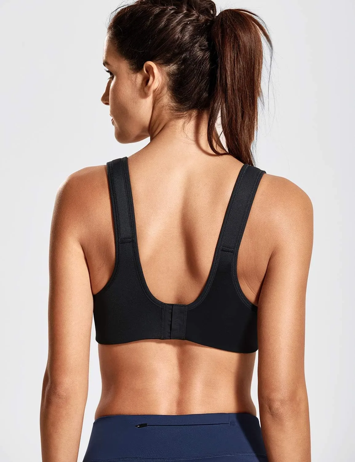 DELIMIRA Women's High Impact Sports Bra Front Adjustable Straps Underwire Plus Size Bra Full Figure