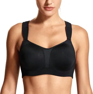DELIMIRA Women's High Impact Sports Bra Front Adjustable Straps Underwire Plus Size Bra Full Figure