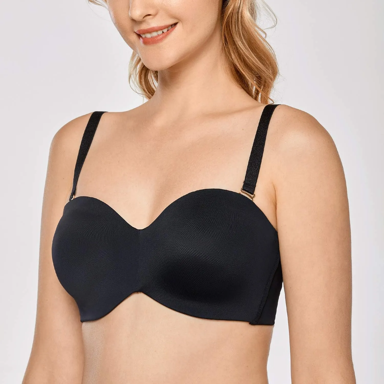 DELIMIRA Women's Strapless Bra Unlined Underwire Minimizer Plus Size Support
