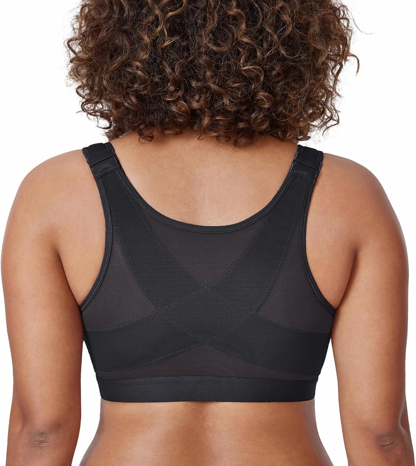 DELIMIRA Women's Front Closure Posture Wireless Back Support Full Coverage Bra