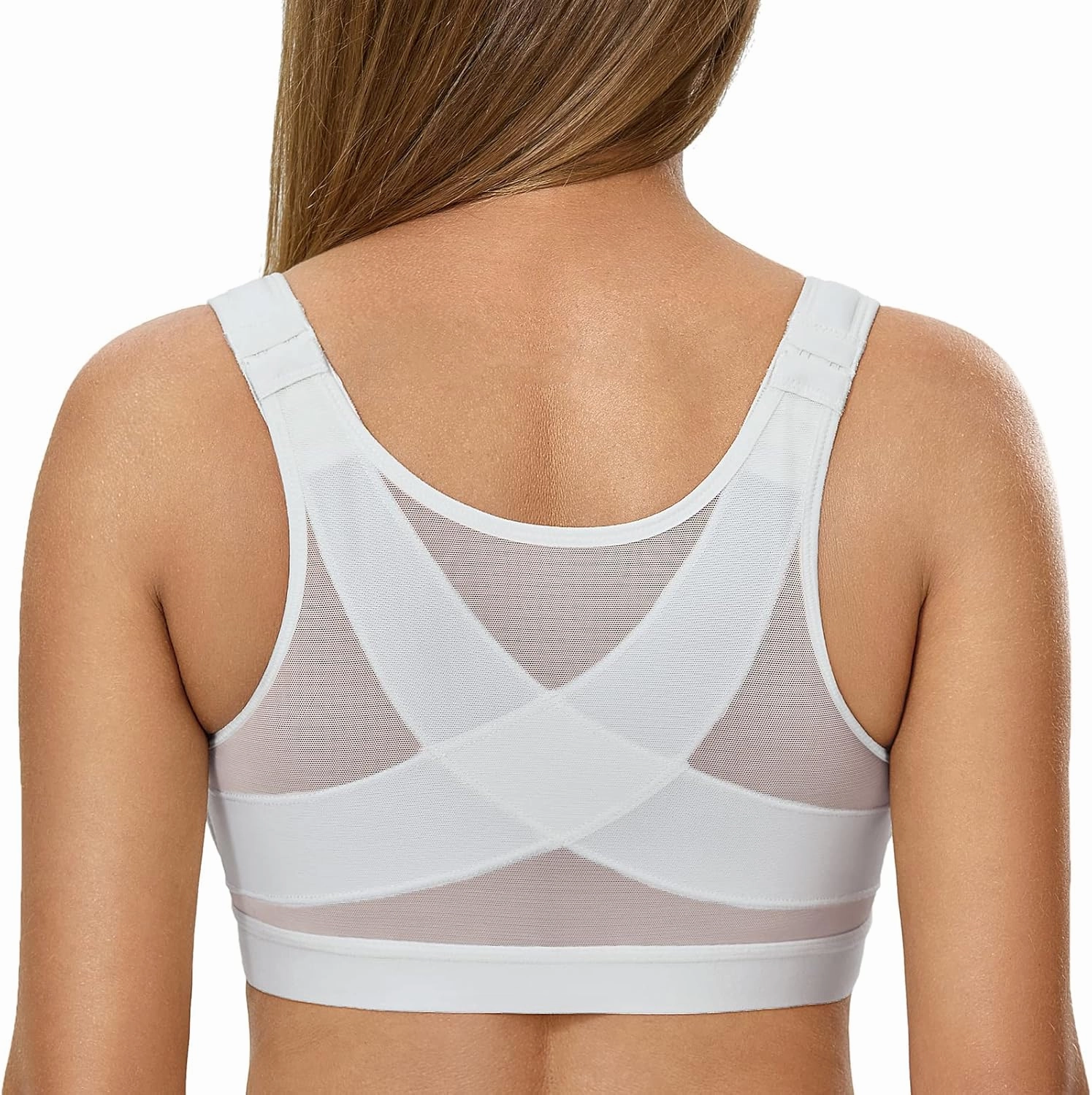 DELIMIRA Women's Front Closure Posture Wireless Back Support Full Coverage Bra