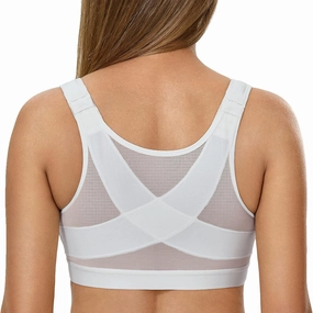 DELIMIRA Women's Front Closure Posture Wireless Back Support Full Coverage Bra