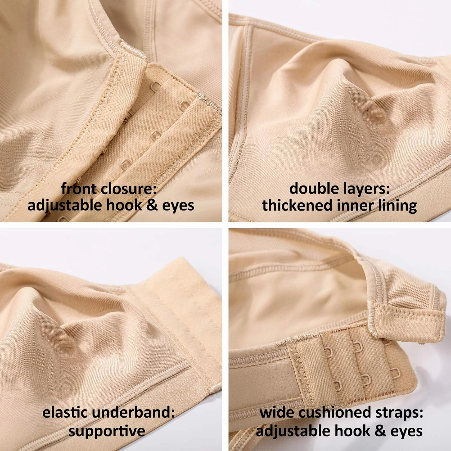 DELIMIRA Women's Front Closure Posture Wireless Back Support Full Coverage Bra