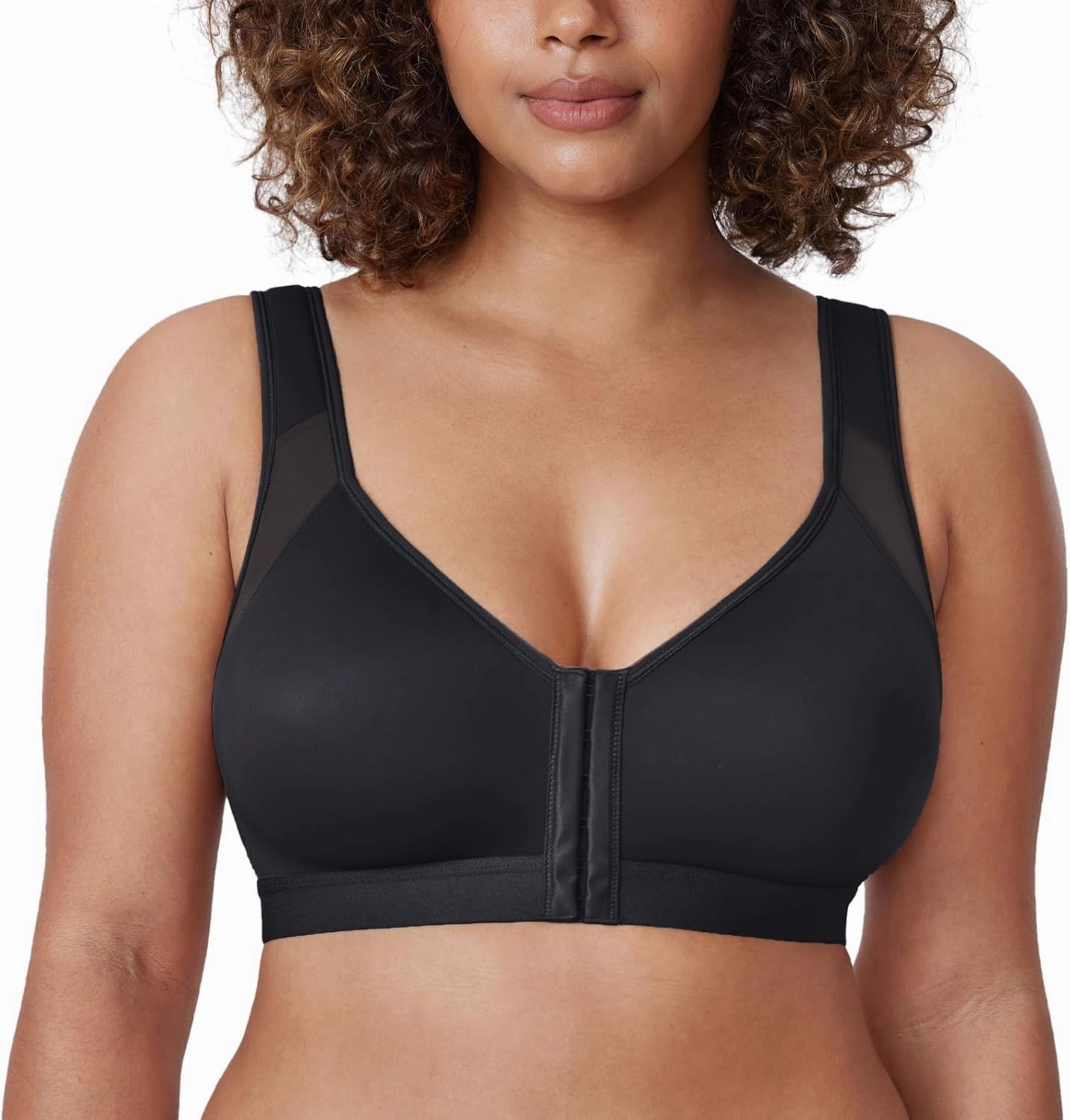 DELIMIRA Women's Front Closure Posture Wireless Back Support Full Coverage Bra