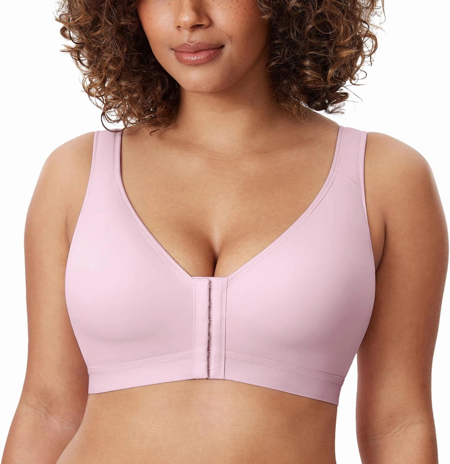 DELIMIRA Women's Natrelax Front Closure Bras Posture Lightly Padded Plus Size Wireless Full Coverage Bra