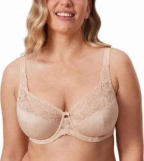 DELIMIRA Women's Plus Size Full Coverage Underwire Unlined Minimizer Lace Bra