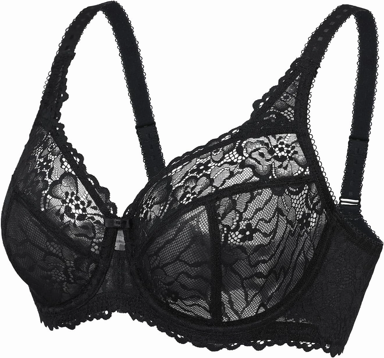 DELIMIRA Women's Plus Size Minimizer Bras Full Coverage Lace Unlined Underwire Bra B-K Cups
