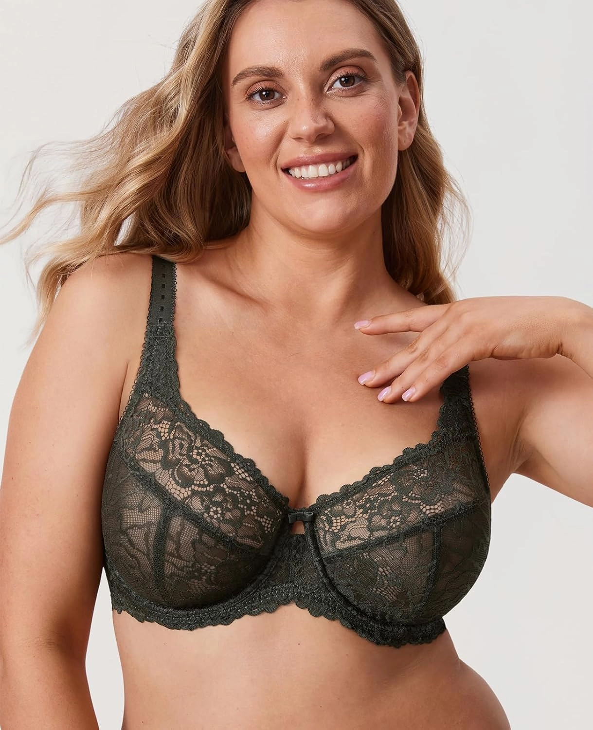 DELIMIRA Women's Plus Size Minimizer Bras Full Coverage Lace Unlined Underwire Bra B-K Cups