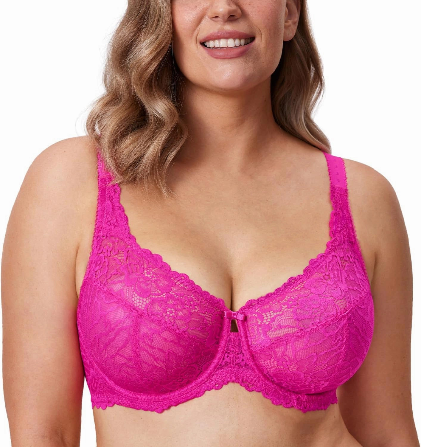 DELIMIRA Women's Plus Size Minimizer Bras Full Coverage Lace Unlined Underwire Bra B-K Cups