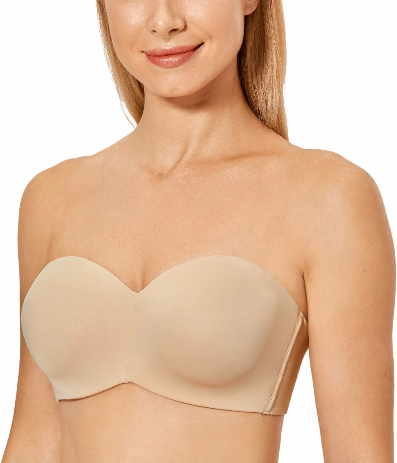 DELIMIRA Women's Strapless Bra Unlined Underwire Minimizer Plus Size Support