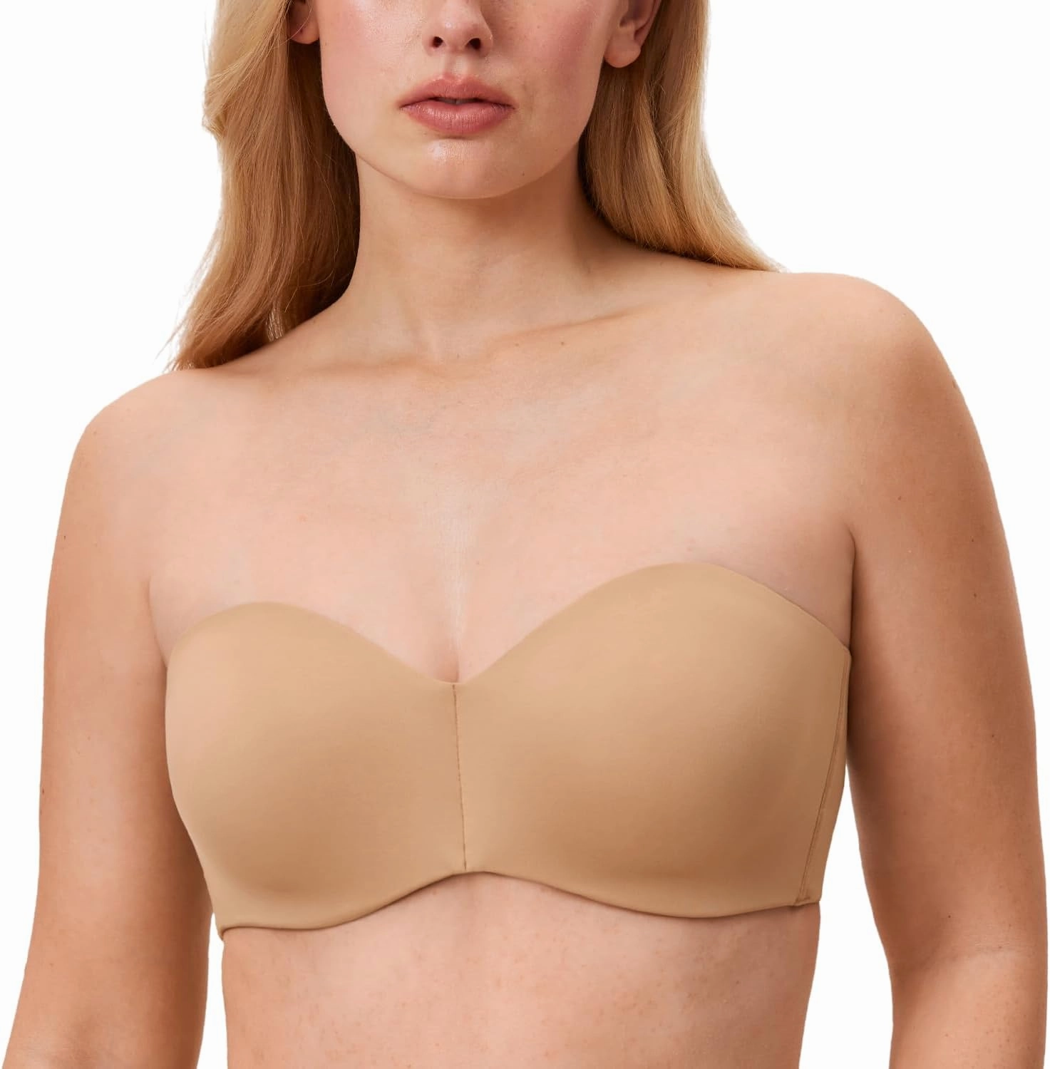 DELIMIRA Women's Strapless Bra Unlined Underwire Minimizer Plus Size Support