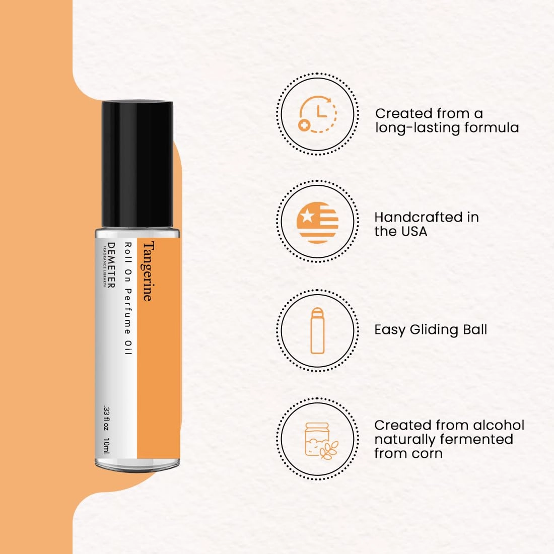 DEMETER Tangerine Roll On Perfume Oil, 0.33 Oz, Long-Lasting