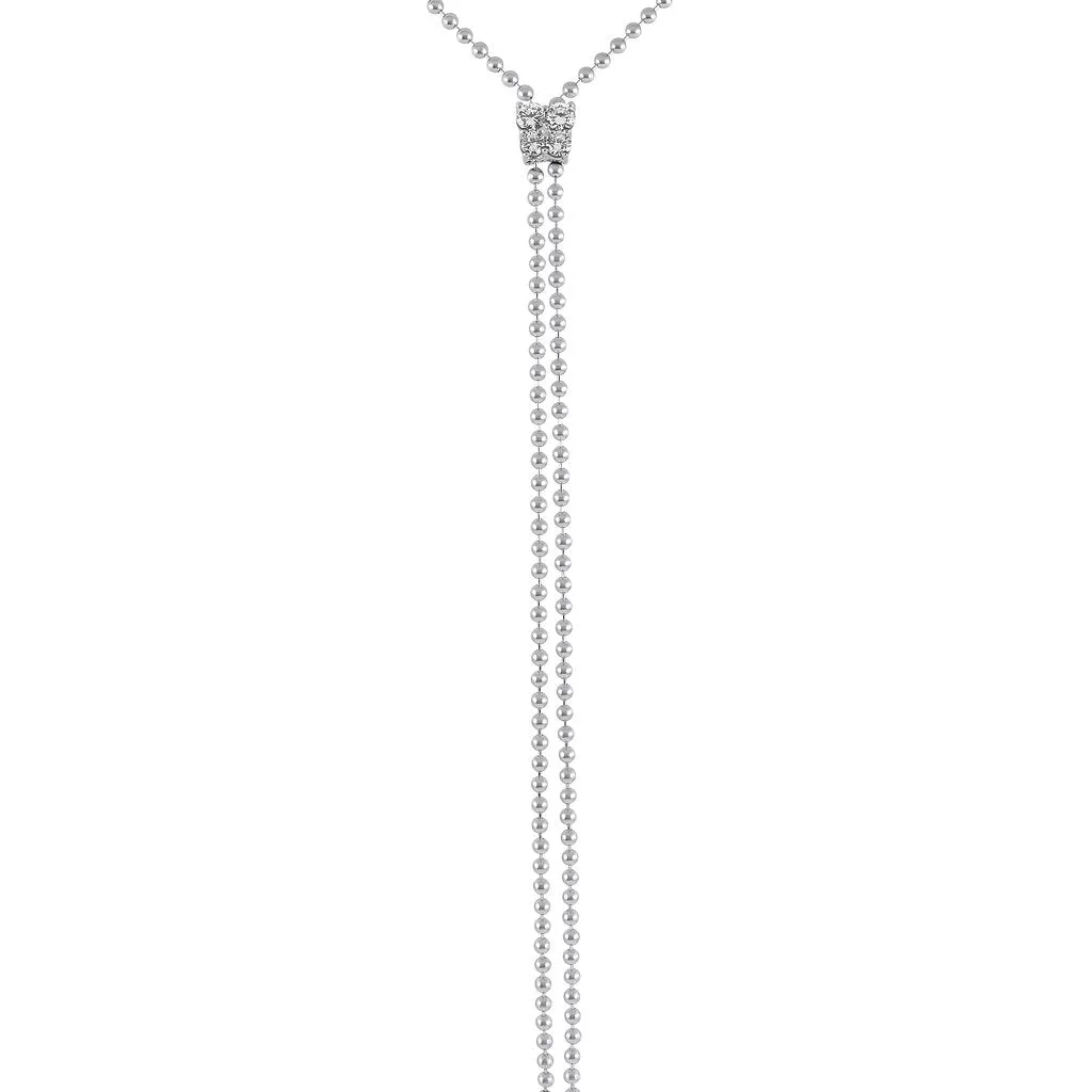 Diamond Cluster T-shape Adjustable Necklace