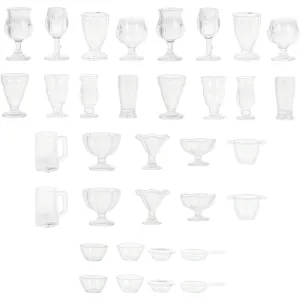Didiseaon Dollhouse Cups, 34Pcs 1:17 Miniature Wine Glasses Mini Beer Cups Cocktail Martini Glasses Drinking Cup Model for Dollhouse Decor DIY Craft