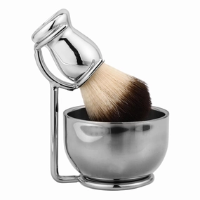 Didiseaon Stainless Steel Shaving Brush Set Kit Includes Razor Stand Bowl Holder Wet Shaving Supplies