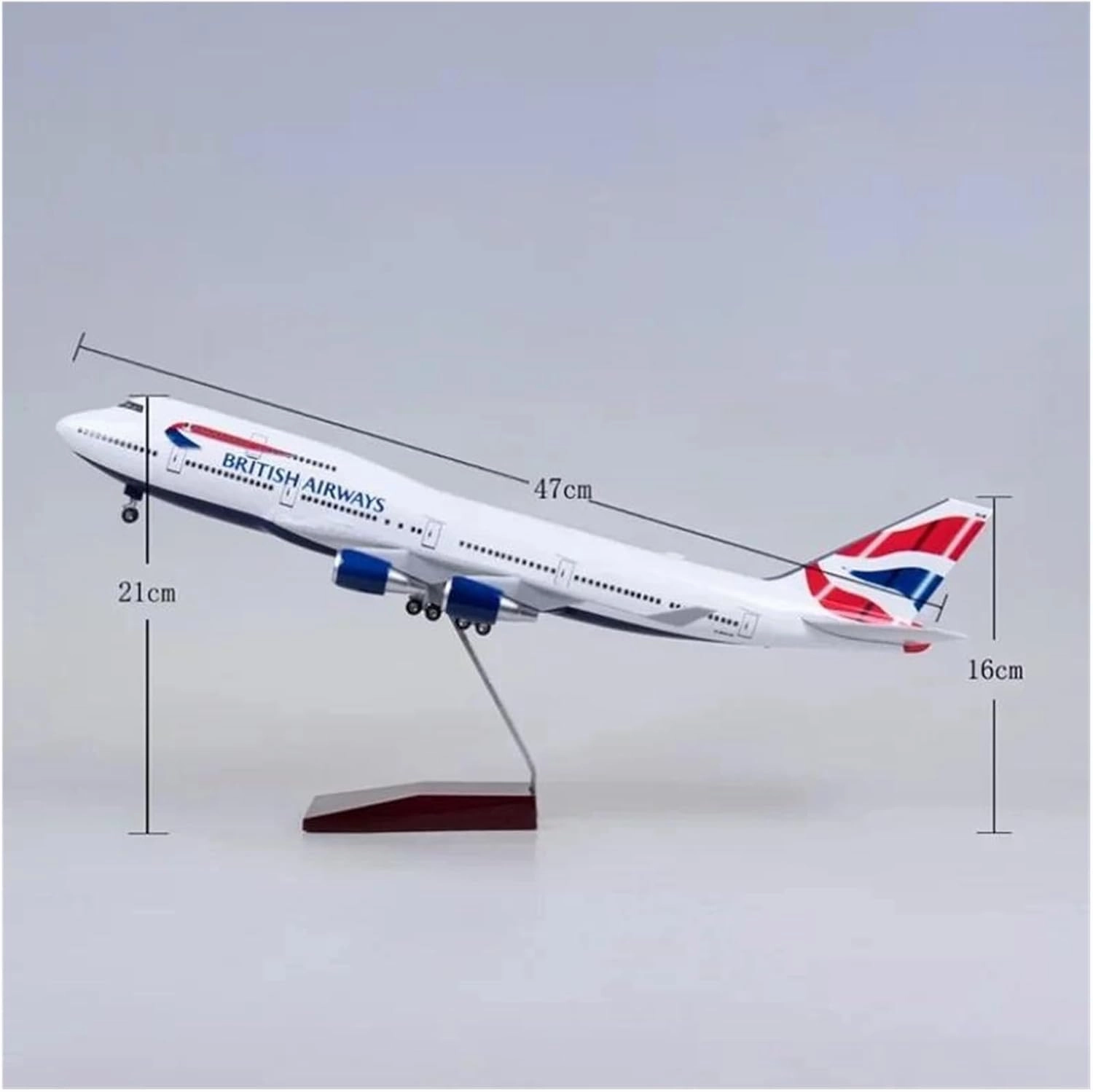 Diecast Plane Model 1:160 Scale for B747 Large Scale Die-cast Airplane Model with Stand for Collection (No Light)