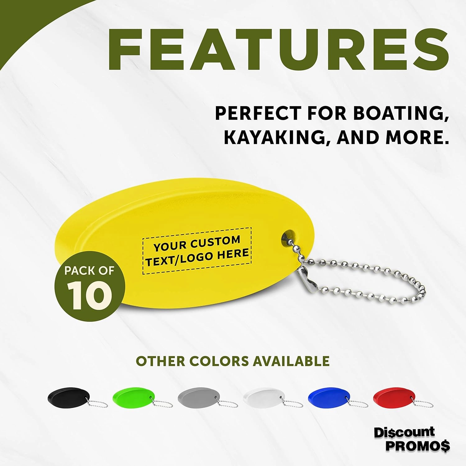 DISCOUNT PROMOS 10 Boater Squeeze Relieving Keychains Pack - Customizable Text, Logo - PU Foam, Ball Chain - Yellow