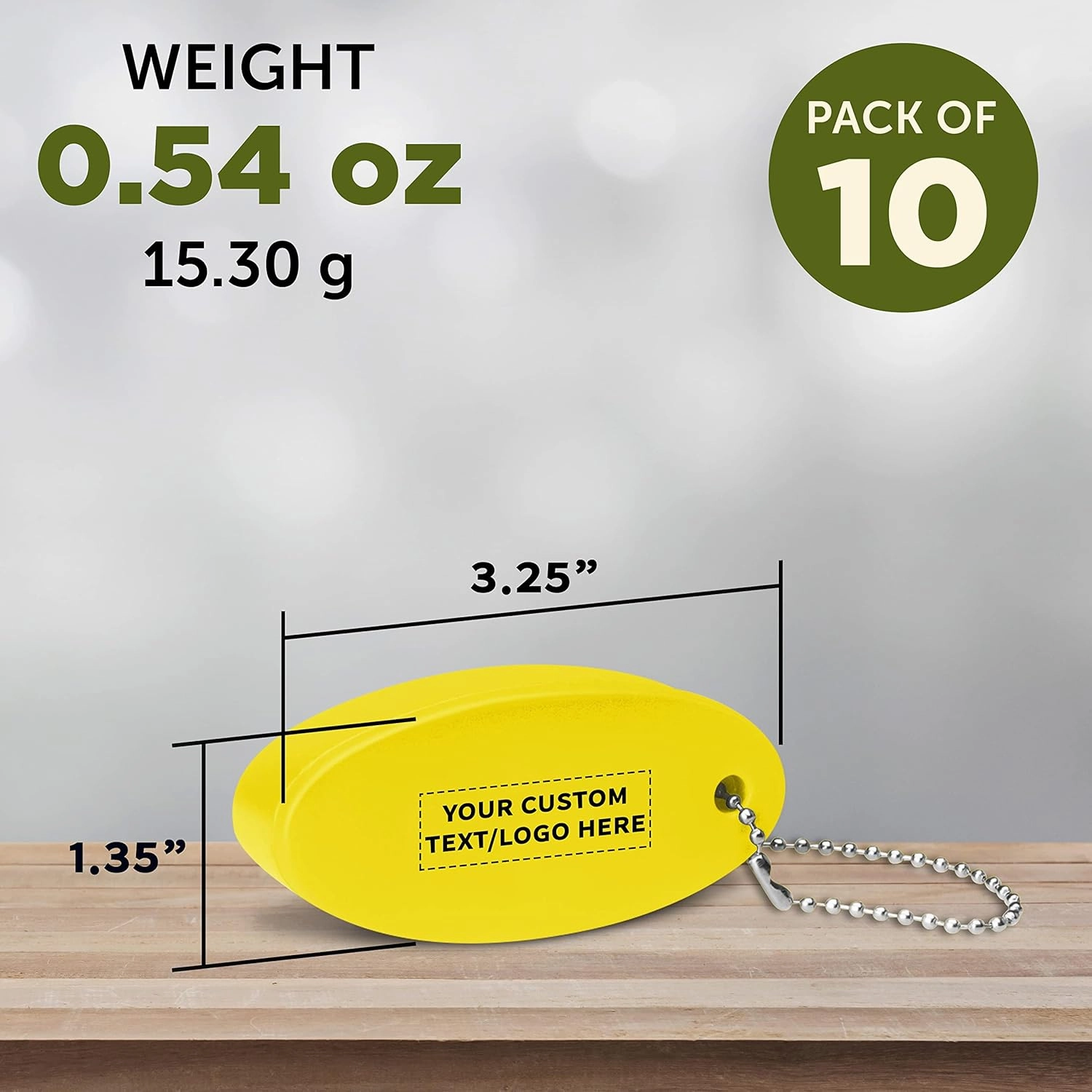 DISCOUNT PROMOS 10 Boater Squeeze Relieving Keychains Pack - Customizable Text, Logo - PU Foam, Ball Chain - Yellow