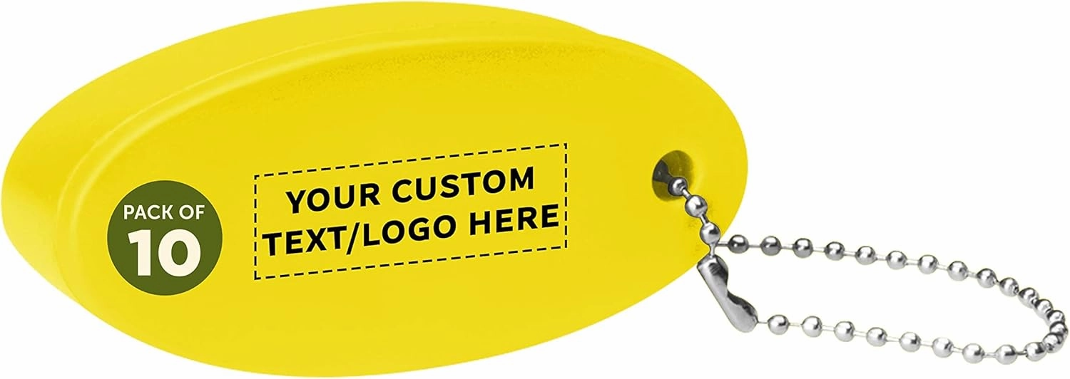 DISCOUNT PROMOS 10 Boater Squeeze Relieving Keychains Pack - Customizable Text, Logo - PU Foam, Ball Chain - Yellow