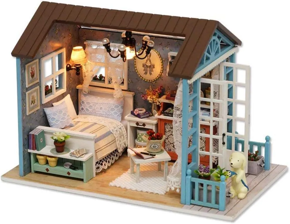 DIY Dollhouse Miniature Kit UniHobby Romantic Forest Time Wooden Mini House Toy with Furniture Lights