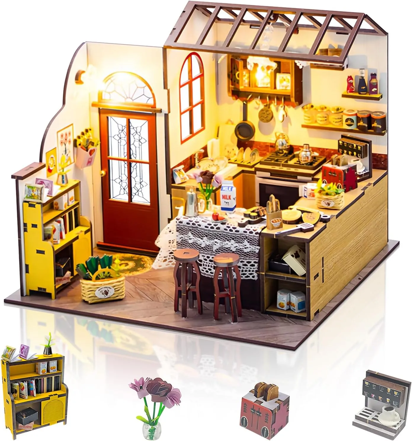 DIY Miniature House Kit for Adults to Build DIY Craft House Model Kit with Furniture and Tools Make Your Own Creative Gift (Kitchen)