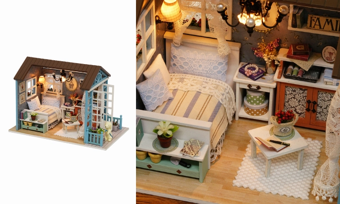 DIY Miniature Dollhouse Kit Realistic Mini 3D Wooden House
