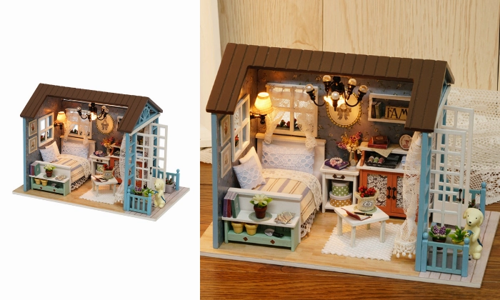 DIY Miniature Dollhouse Kit Realistic Mini 3D Wooden House
