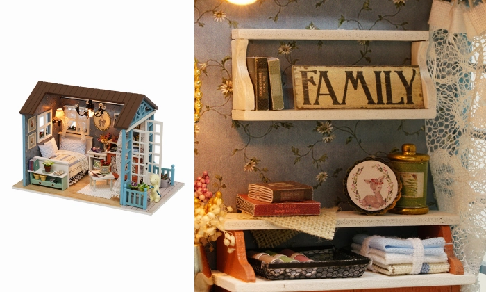 DIY Miniature Dollhouse Kit Realistic Mini 3D Wooden House