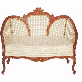 Doll House Walnut Louis XV Cane Sofa Set Miniature JBM Living Room Furniture