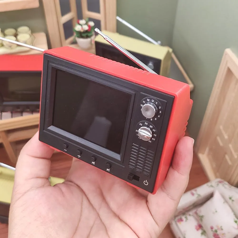 Dollhouse Decoration Accessories, 1:12 Dollhouse TV, Mini Furniture, Support AMV AVI, for Dollhouse Dolls Furniture