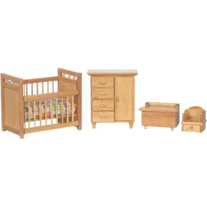 Dollhouse Miniature 1:12 Scale 4pc Oak Nursery Set #T0125