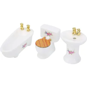 Dollhouse Miniature Bathroom Set, 1:24 Dollhouse Miniature Porcelain Bathroom Set, Mini Dollhouse Furniture for Decoration (#3)