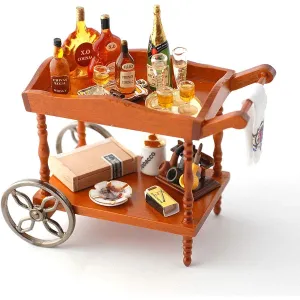 Dollhouse Reutter Porcelain Furniture Cart Gentleman's Serving Drinks Trolley