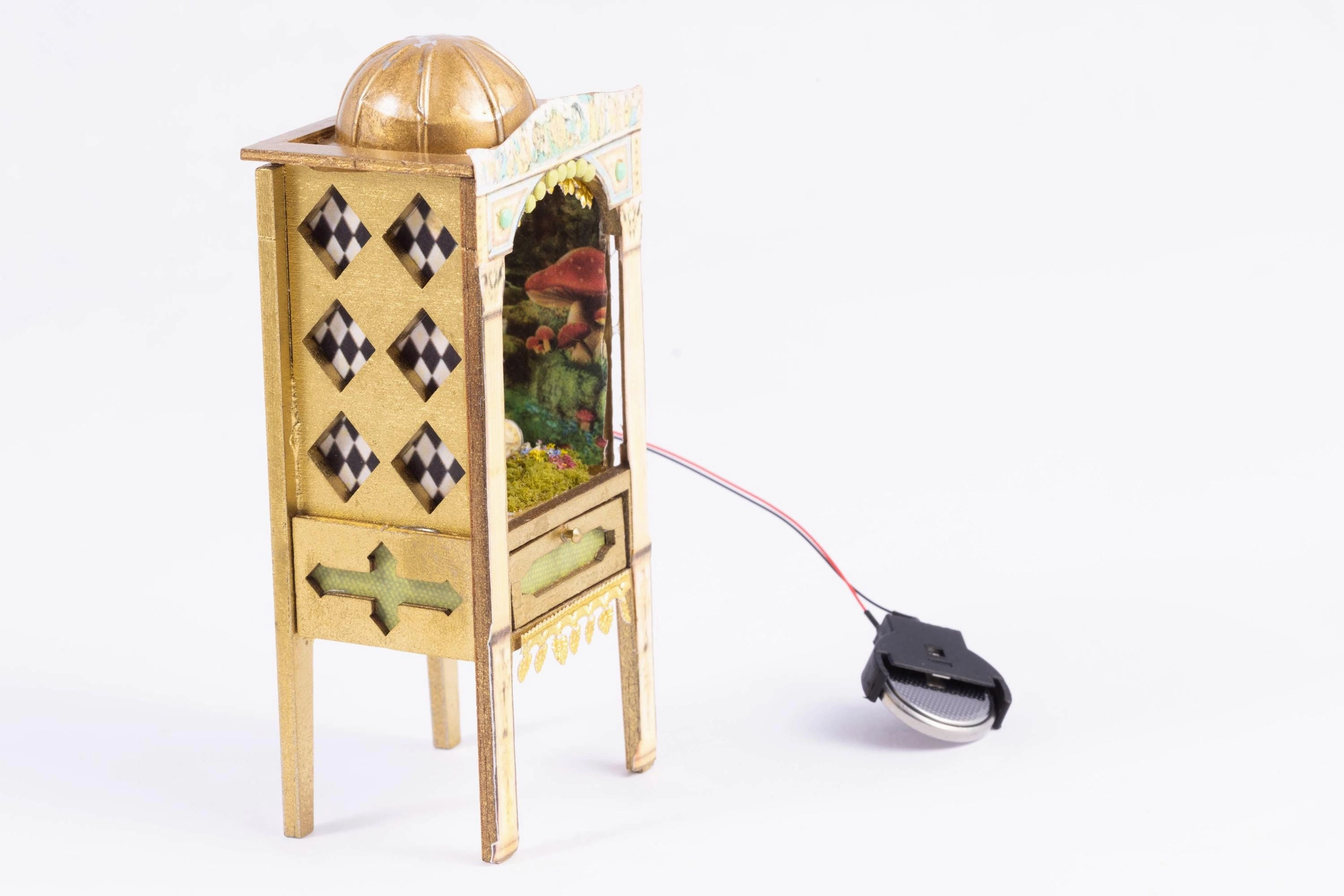 Dollhouse Miniature ~ Alice in Wonderland Puppet Theater with Battery Operated Light