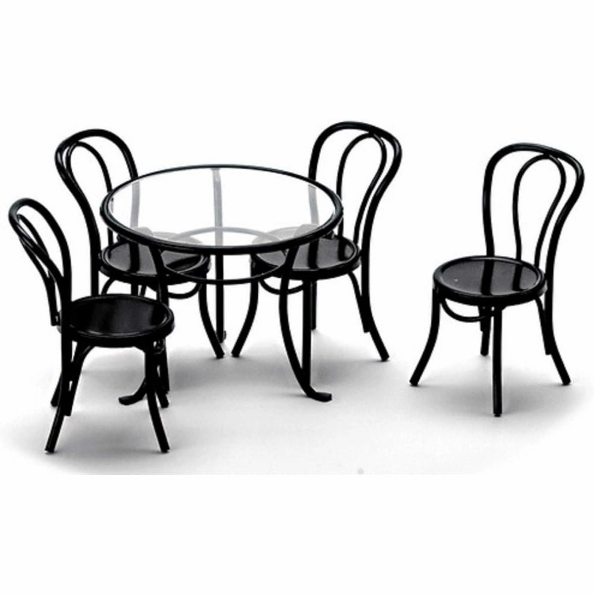 Dollhouse Miniature Black Patio Table & 4 Chairs
