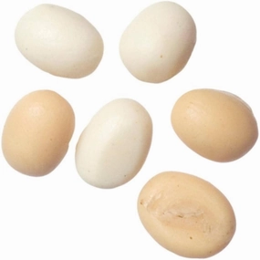 Dollhouse Miniature Set of 3 Brown and 3 White Eggs