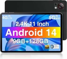 DOOGEE Android 14 Tablet, 2.4 K 11 Inch Android Tablet T30SE with 9GB RAM 128GB ROM 1TB Expand, Octa Core Processor, 8580mAh, Dual 13MP Camera, 4 Speakers, 5G WiFi 4G LTE, BT5.0, GPS